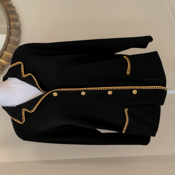 Medium black and gold vintage Cathy Daniels button up cardigan - Picture 1 of 4